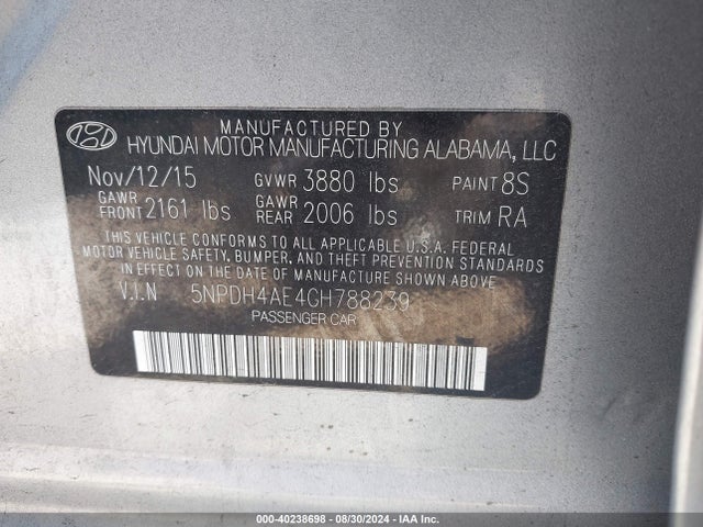 Hyundai ELANTRA SE 2016 5NPDH4AE4GH788239 Image 9