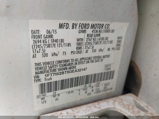 Ford F-250 Xl 2016 1FT7W2BT5GEA32147 Image 9