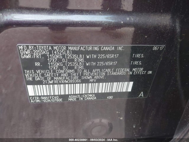 Toyota Rav4 Xle 2017 2T3WFREVXHW389366 Image 9