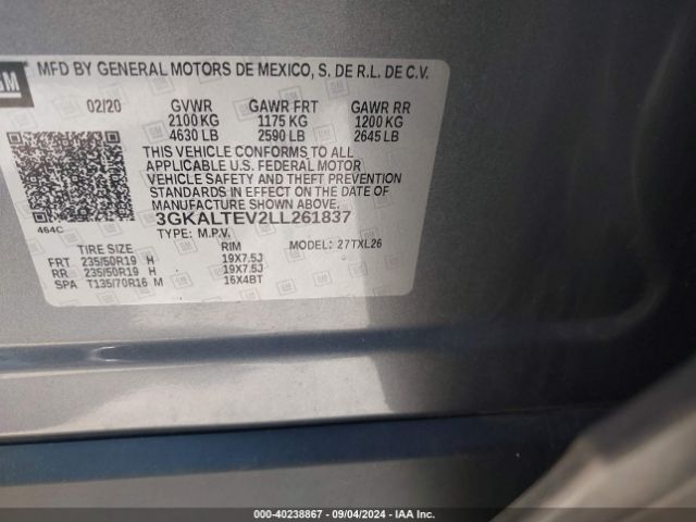 3GKALTEV2LL261837 GMC Terrain Awd Sle