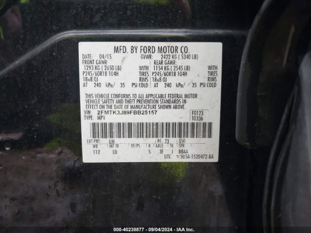 2FMTK3J89FBB25157 Ford EDGE SEL