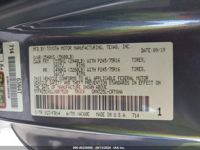 5TFRZ5CN1LX087520 Toyota Tacoma Sr V6