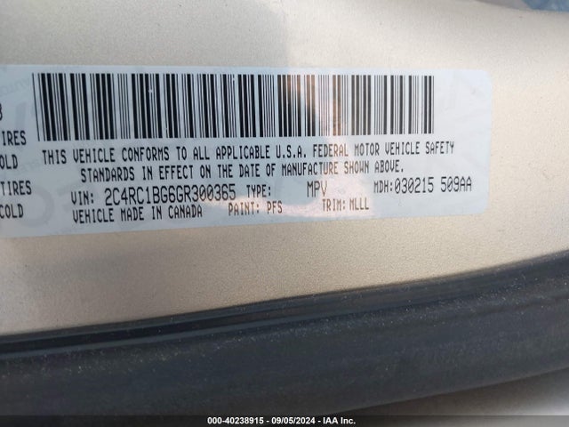 2C4RC1BG6GR300365 Chrysler Town & Country Touring