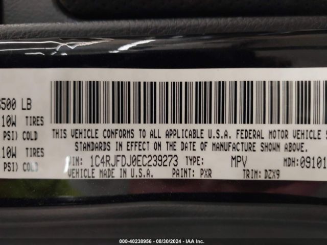 1C4RJFDJ0EC239273 Jeep Grand Cherokee Srt8