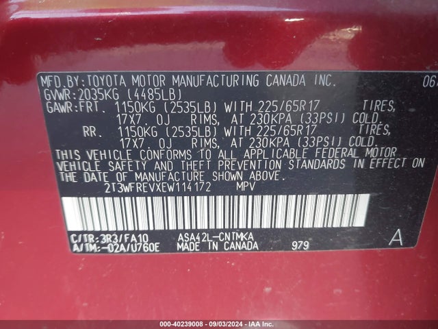 Toyota Rav4 Xle 2014 2T3WFREVXEW114172 Image 9