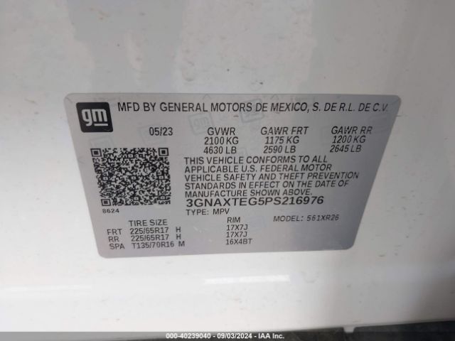 3GNAXTEG5PS216976 Chevrolet Equinox Awd 2fl