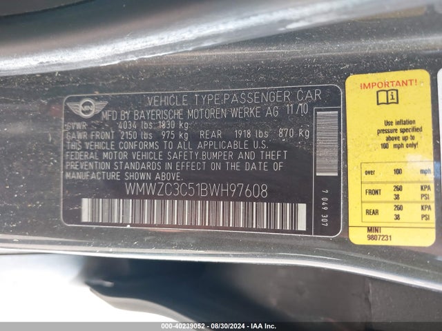 2011 MINI COOPER S COUNTRYMAN WMWZC3C51BWH97608 Photo 8