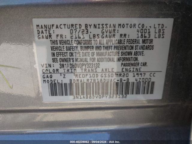3N1AB8DV0PY323132 Nissan Sentra Sr Xtronic Cvt
