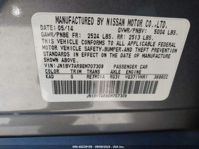 JN1BV7AR9EM707309 Infiniti Q50 Premium