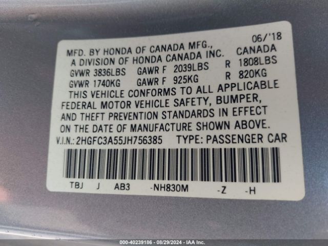 2HGFC3A55JH756385 Honda CIVIC SI