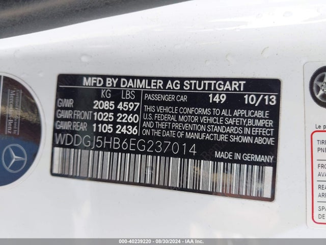 WDDGJ5HB6EG237014 Mercedes-Benz C 350 Sport