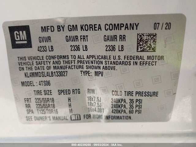KL4MMDSL4LB133027 Buick Encore Gx Fwd Select