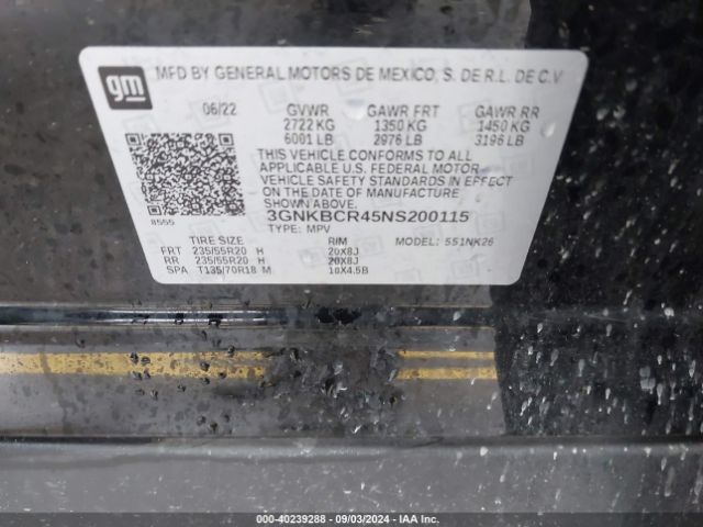 3GNKBCR45NS200115 Chevrolet Blazer Fwd 2lt