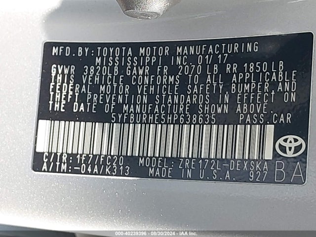 Toyota Corolla Se Special Edition 2017 5YFBURHE5HP638635 Image 9