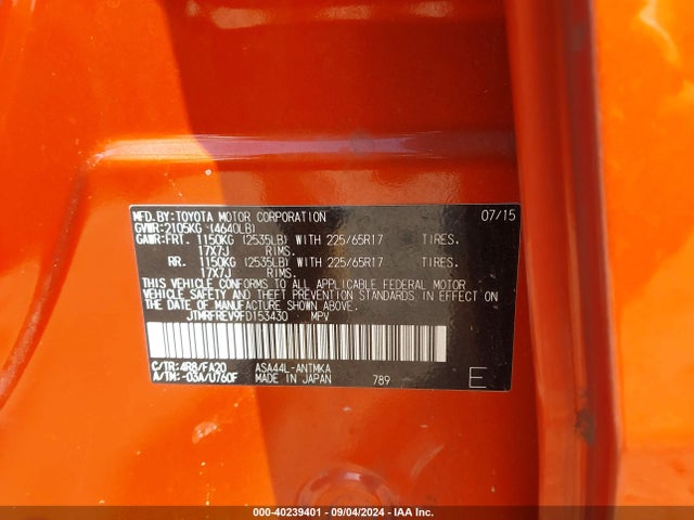 Toyota Rav4 Xle 2015 JTMRFREV9FD153430 Image 9