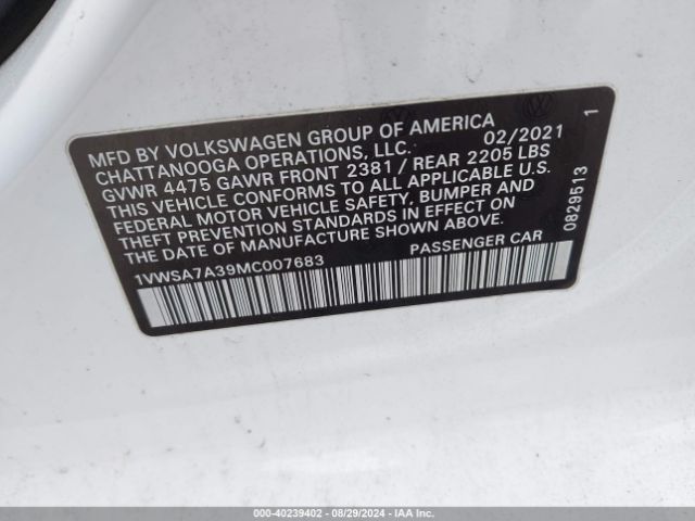1VWSA7A39MC007683 Volkswagen Passat 2.0t Se