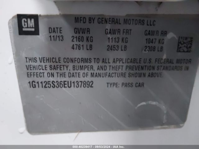 1G1125S36EU137892 Chevrolet Impala 2lt