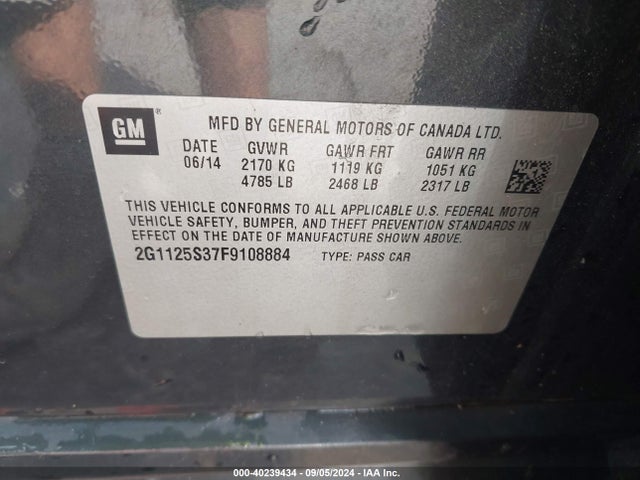 Chevrolet Impala 2lt 2015 2G1125S37F9108884 Image 9