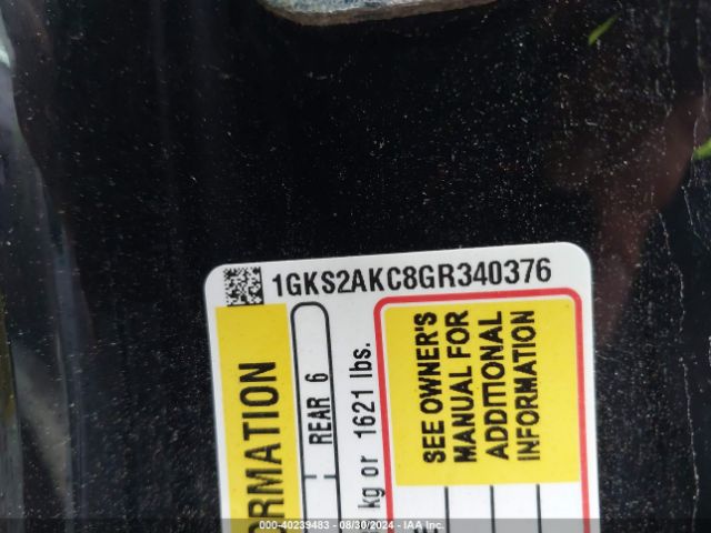 1GKS2AKC8GR340376 GMC YUKON SLE