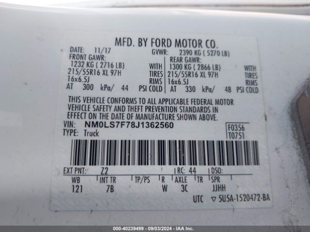 NM0LS7F78J1362560 Ford Transit Connect Xlt