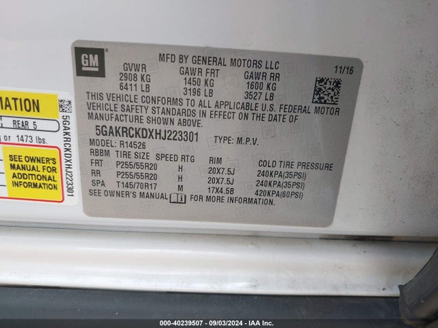 5GAKRCKDXHJ223301 Buick Enclave Premium