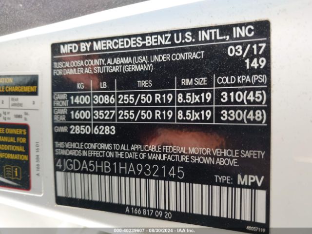 4JGDA5HB1HA932145 Mercedes-Benz Gle 350 4matic