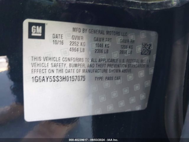 1G6AY5SS3H0157075 Cadillac Cts Premium Luxury