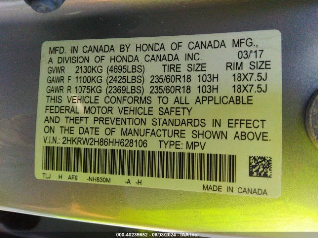 2HKRW2H86HH628106 Honda CR-V