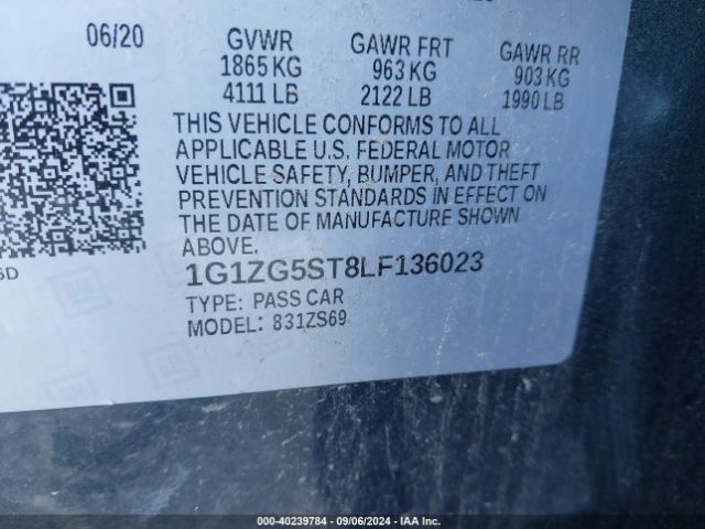 1G1ZG5ST8LF136023 Chevrolet Malibu Fwd Rs