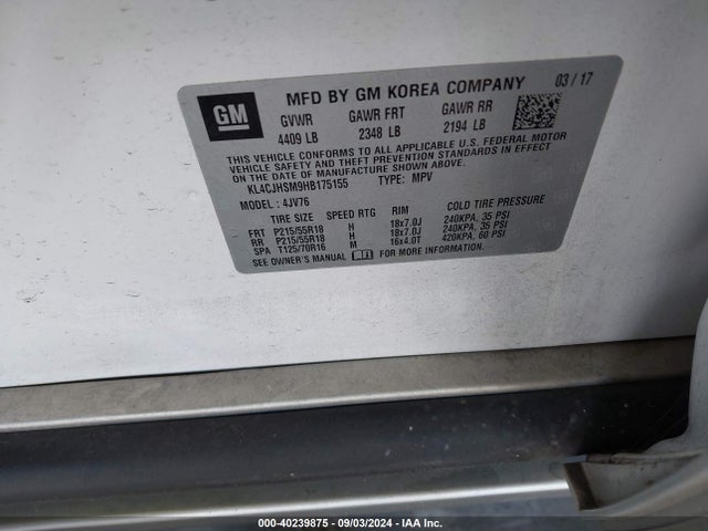 KL4CJHSM9HB175155 Buick Encore Premium