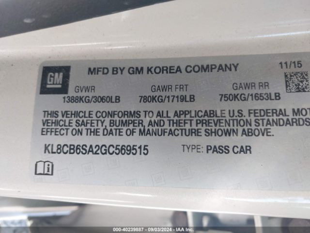 KL8CB6SA2GC569515 Chevrolet Spark Ls Cvt