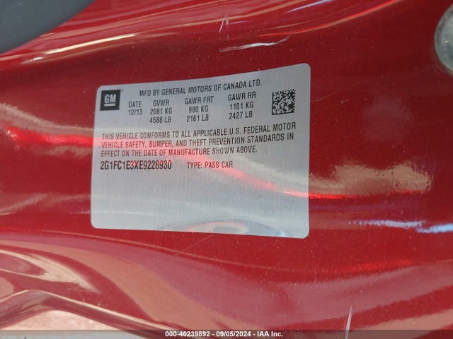 Chevrolet Camaro 2lt 2014 2G1FC1E3XE9228930 Image 9