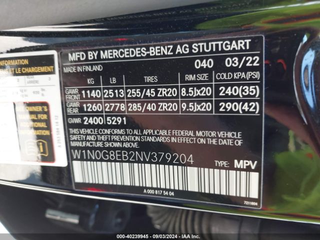 W1N0G8EB2NV379204 Mercedes-Benz Glc 300 4matic Suv