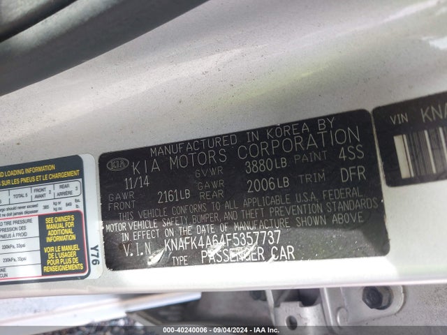 KIA FORTE LX 2015 KNAFK4A64F5357737 Image 9