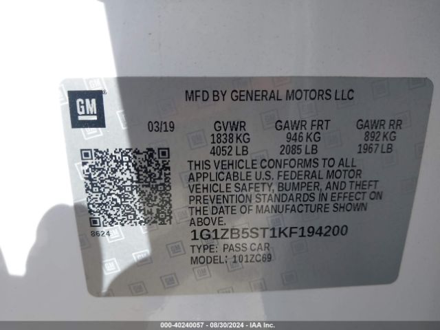 1G1ZB5ST1KF194200 Chevrolet Malibu 1ls