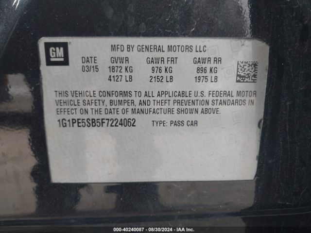 1G1PE5SB5F7224062 Chevrolet Cruze 2lt Auto