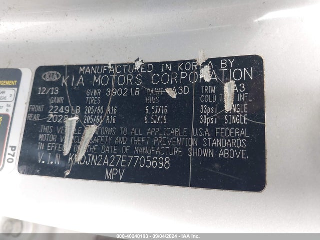 KIA Soul 2014 KNDJN2A27E7705698 Image 9