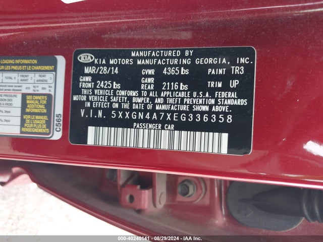 KIA OPTIMA EX 2014 5XXGN4A7XEG336358 Image 9