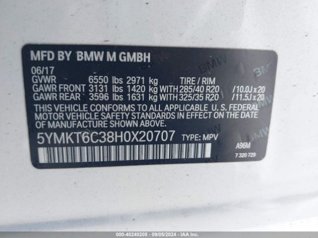 5YMKT6C38H0X20707 BMW X5 M