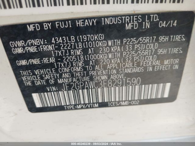 JF2GPAWC3E8291590 Subaru Xv Crosstrek 2.0i Premium