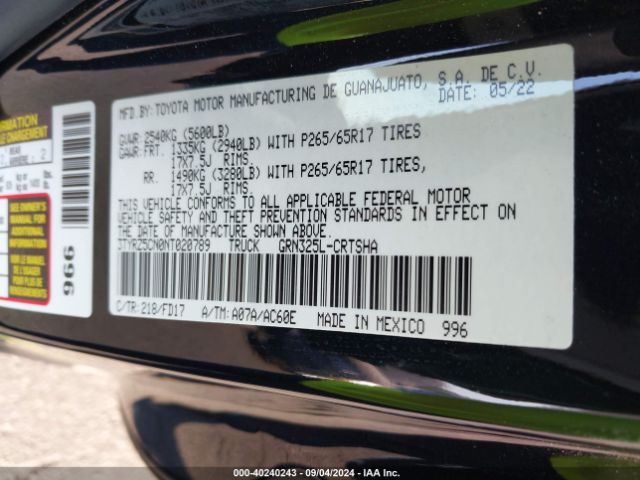 3TYRZ5CN0NT020789 Toyota Tacoma Trd Sport