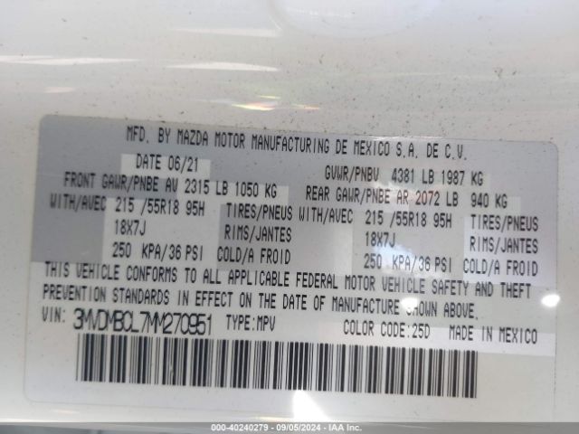 3MVDMBCL7MM270951 Mazda Cx-30 Preferred