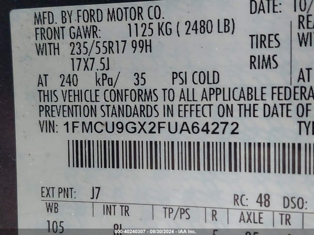 Ford ESCAPE SE 2015 1FMCU9GX2FUA64272 Image 9