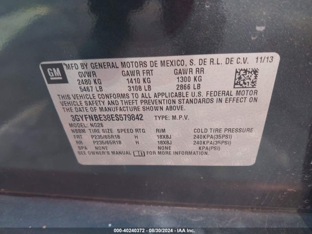 2014 CADILLAC SRX 3GYFNBE38ES579842 Photo 8