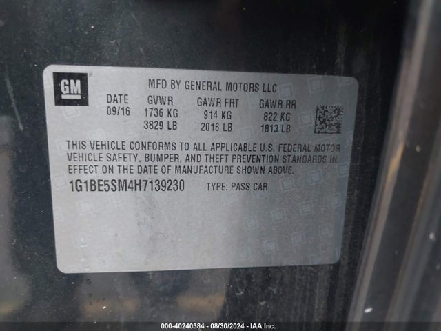 1G1BE5SM4H7139230 Chevrolet Cruze Lt Auto