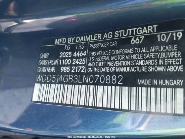 WDD5J4GB3LN070882 Mercedes-Benz CLA 250