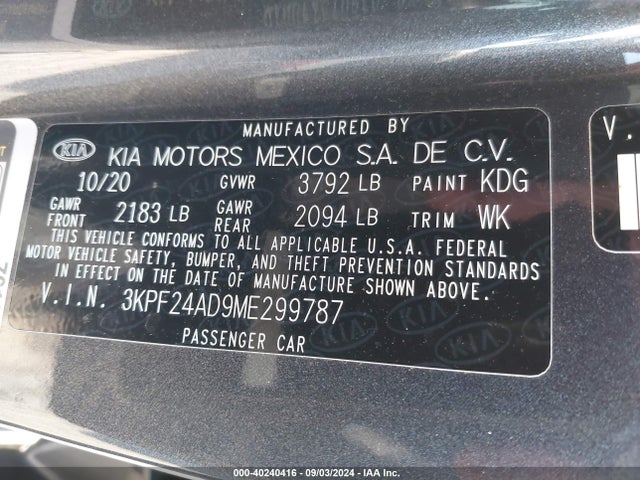KIA Forte Lxs 2021 3KPF24AD9ME299787 Image 9