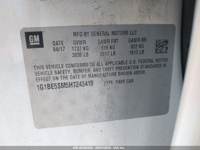 1G1BE5SM5H7243418 Chevrolet Cruze Lt Auto