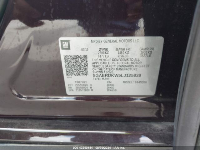 5GAERDKW5LJ125838 Buick Enclave Fwd Avenir