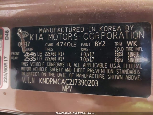 KIA Sportage Lx 2018 KNDPMCAC2J7390203 Image 9